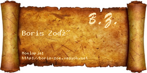 Boris Zoé névjegykártya